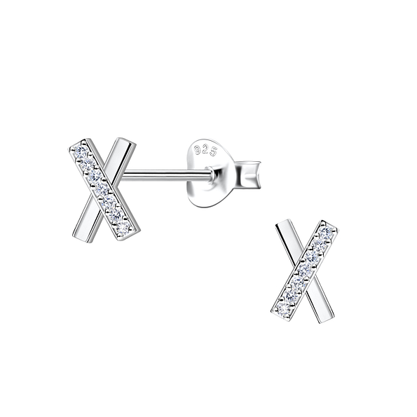 Wholesale Sterling Silver Cross Ear Studs - JD22406