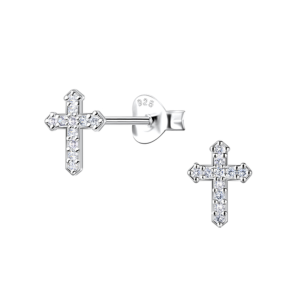 Wholesale Sterling Silver Cross Ear Studs  - JD22425