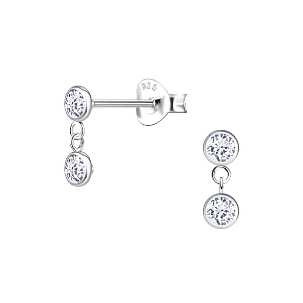 Wholesale Sterling Silver Double Round Ear Studs - JD23173