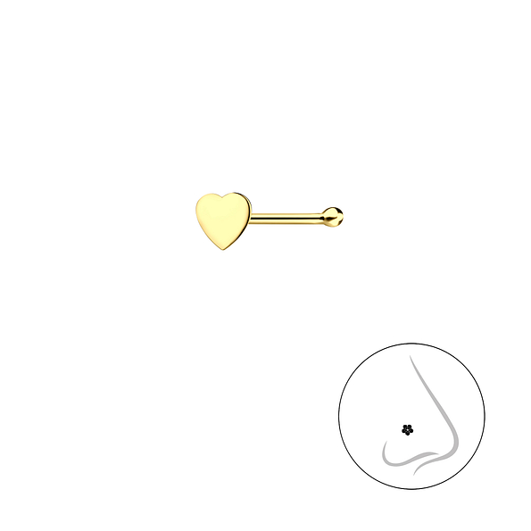 Wholesale Sterling Silver Heart Nose Stud With Ball - JD23219