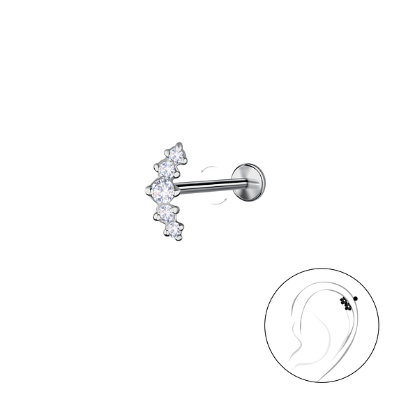 Wholesale Sterling Silver Geometric with Titanium Labret - JD22738 Wholesale Sterling Silver Geometric with Titanium Labret - JD22738