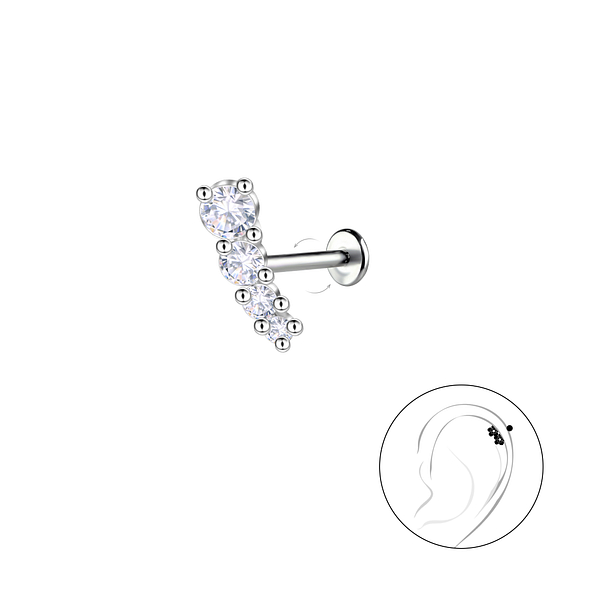 Wholesale Sterling Silver Geometric with Titanium Labret - JD22744