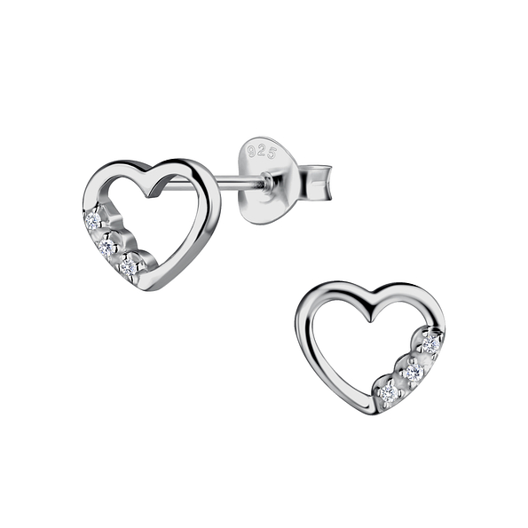 Wholesale Sterling Silver Heart Ear Studs - JD18829