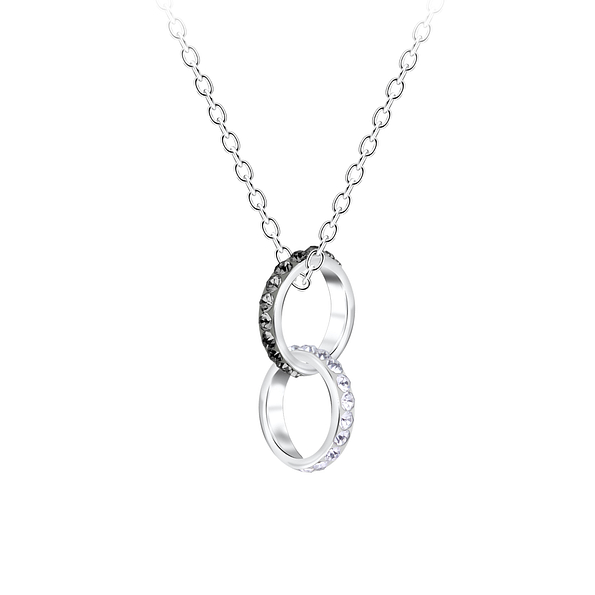 Wholesale Sterling Silver Circle Crystal Necklace - JD22259