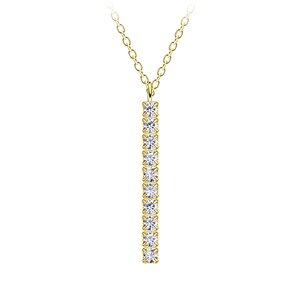 Wholesale Sterling Silver Tennis Bar Necklace - JD23146
