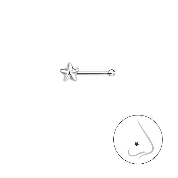 Wholesale Sterling Silver Star Nose Stud With Ball - JD22525