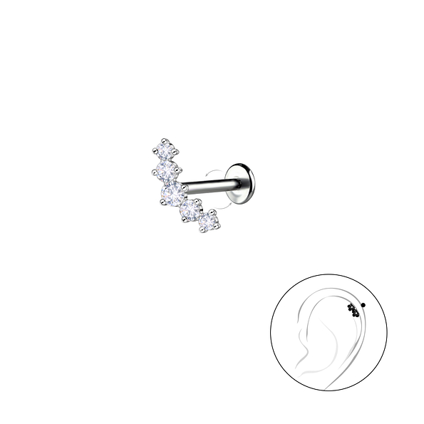 Wholesale Sterling Silver Geometric with Titanium Labret - JD22738