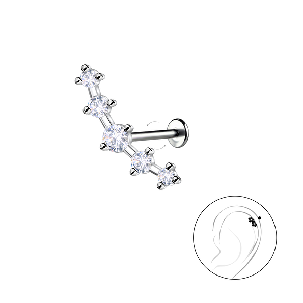 Wholesale Sterling Silver Geometric with Titanium Labret - JD22743