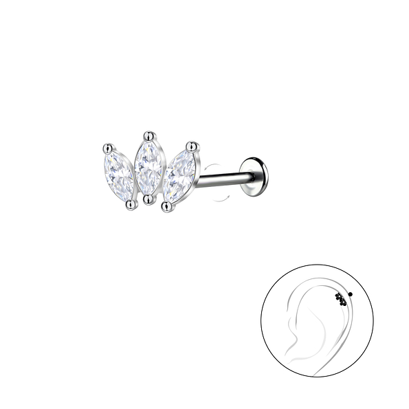 Wholesale Sterling Silver Geometric with Titanium Labret - JD22746