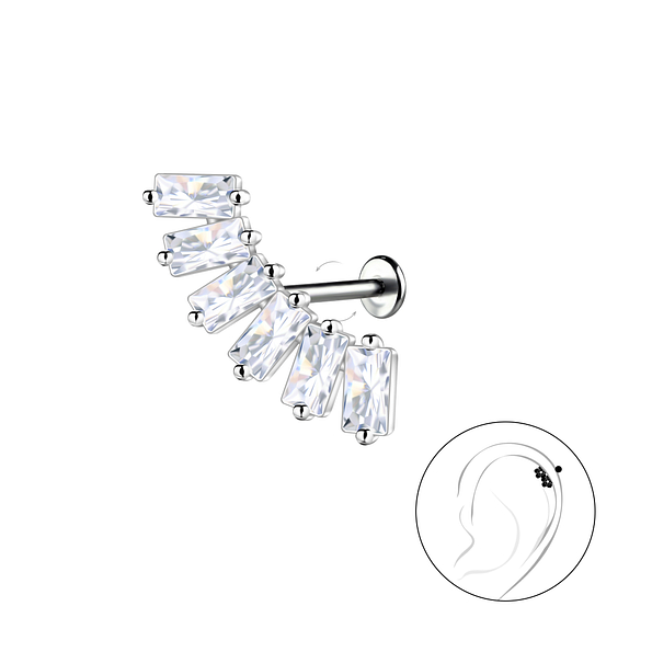 Wholesale Sterling Silver Geometric with Titanium Labret - JD22749