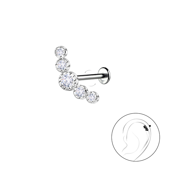 Wholesale Sterling Silver Geometric with Titanium Labret - JD22750
