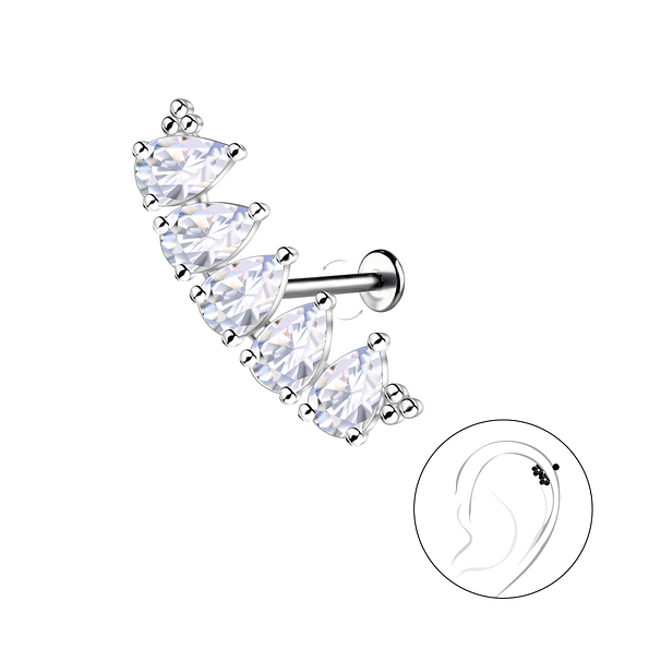 Wholesale Sterling Silver Geometric with Titanium Labret - JD22755