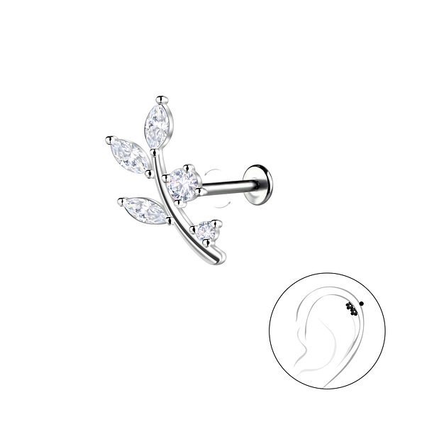 Wholesale Sterling Silver Leaf with Titanium Labret - JD22757
