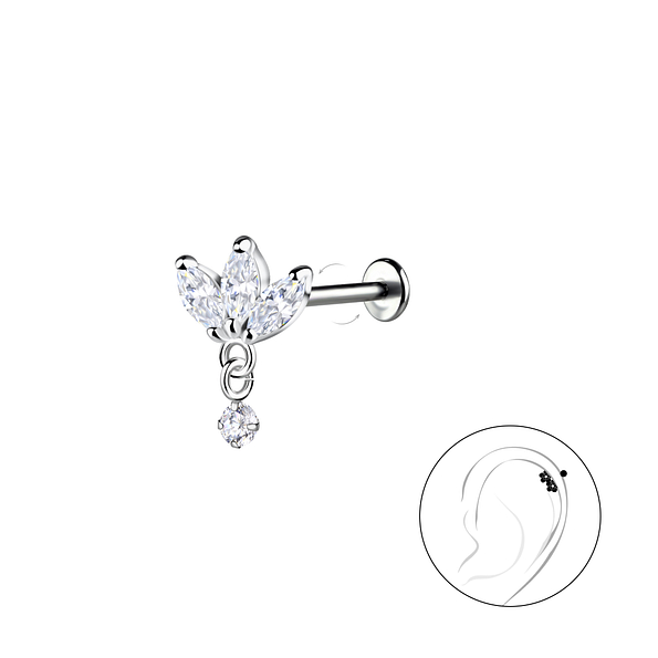Wholesale Sterling Silver Flower with Titanium Labret - JD22734