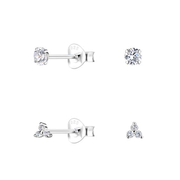 Wholesale Sterling Silver Geometric Ear Studs Set - JD22314
