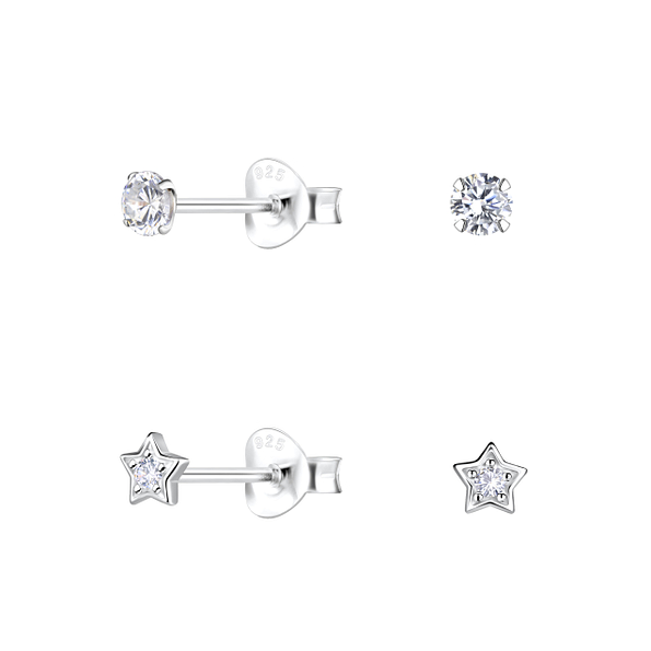 Wholesale Sterling Silver Star Ear Studs Set - JD22316
