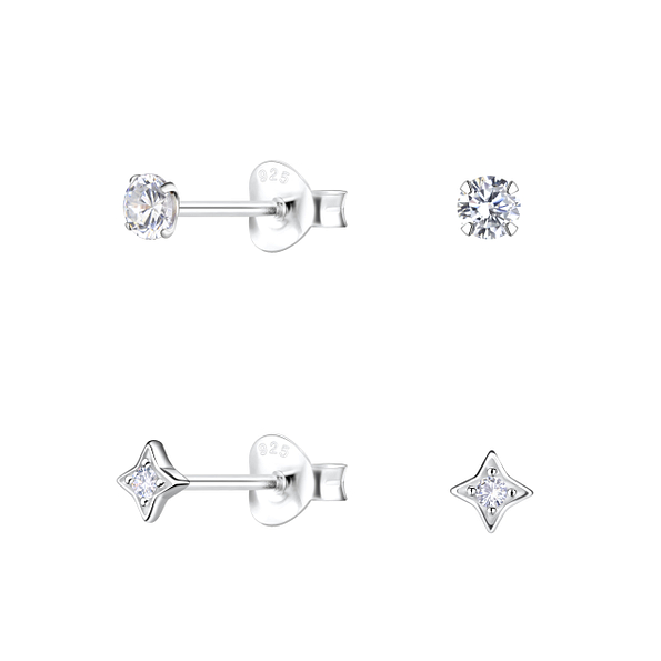 Wholesale Sterling Silver Star Ear Studs Set - JD22315
