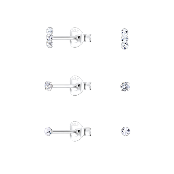 Wholesale Sterling Silver Mixed Geometric Ear Studs Set - JD22332