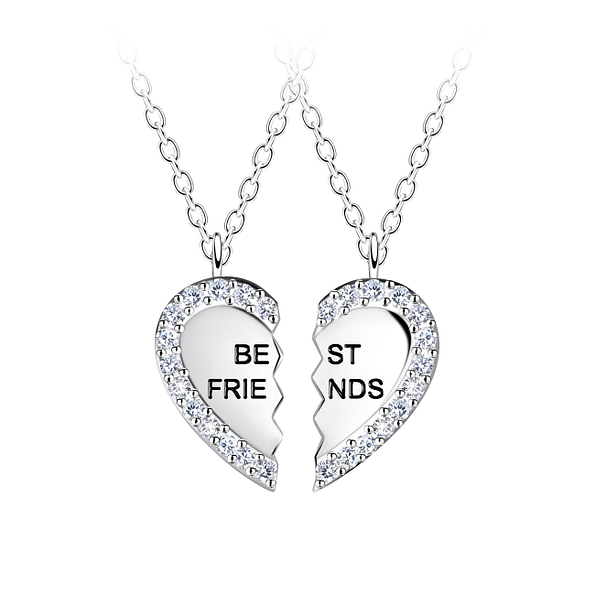 Wholesale Sterling Silver Best Friends Necklace Set - JD23059