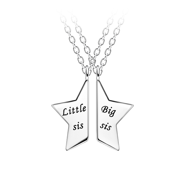 Wholesale Sterling Silver Little and Big Sis Necklace Set - JD23067