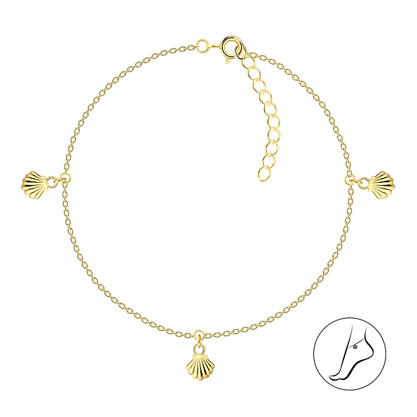 Wholesale 25cm Sterling Silver Shell Anklet - JD23145