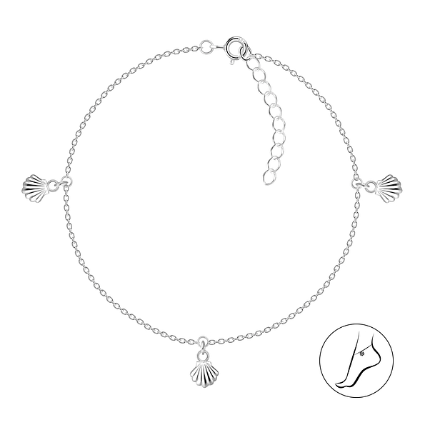Wholesale 25cm Sterling Silver Shell Anklet - JD23153