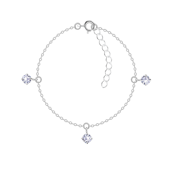 Wholesale 4mm Round Cubic Zirconia Sterling Silver Bracelet - JD23014