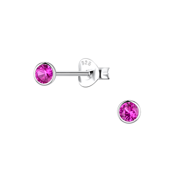 Wholesale 3mm Round Cubic Zirconia Sterling Silver Ear Studs - JD22543