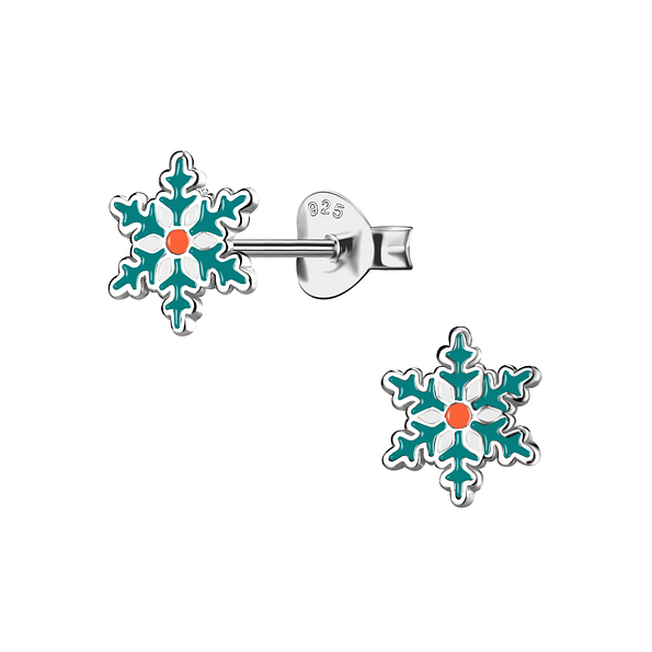 Wholesale Sterling Silver Snowflake Ear Studs - JD21728