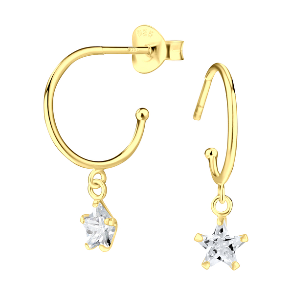 Wholesale Sterling Silver Star Half Hook Ear Studs - JD23149