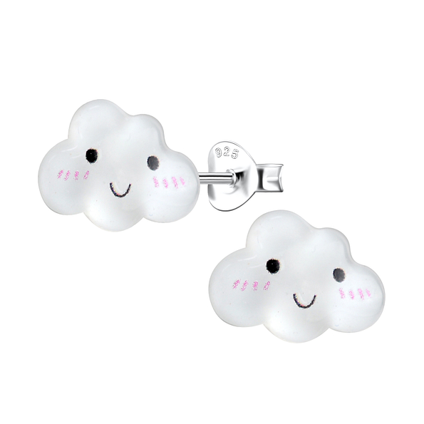Wholesale Sterling Silver Ear Studs with Resin Cloud - JD22766
