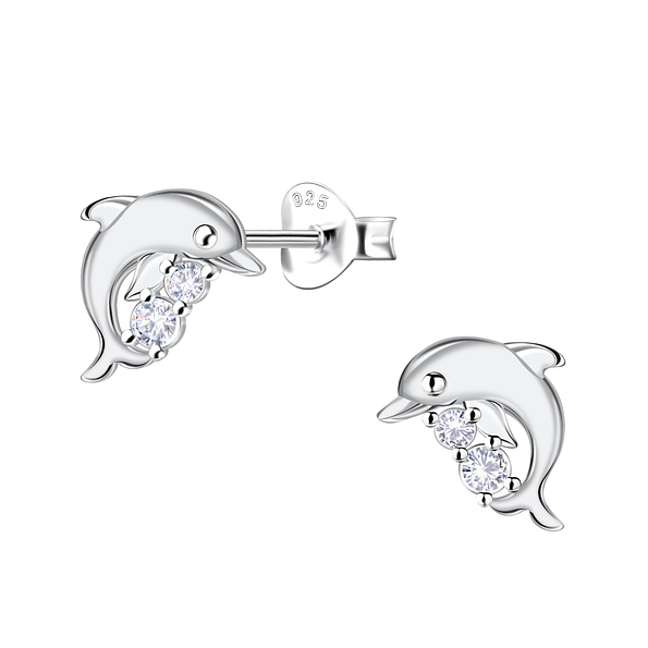 Wholesale Sterling Silver Dolphin Ear Studs - JD23283