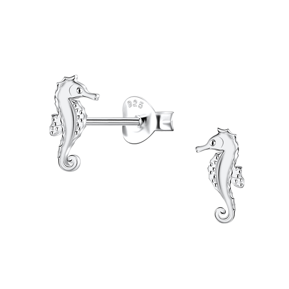 Wholesale Sterling Silver Seahorse Ear Studs - JD23285 Wholesale Sterling Silver Seahorse Ear Studs - JD23285