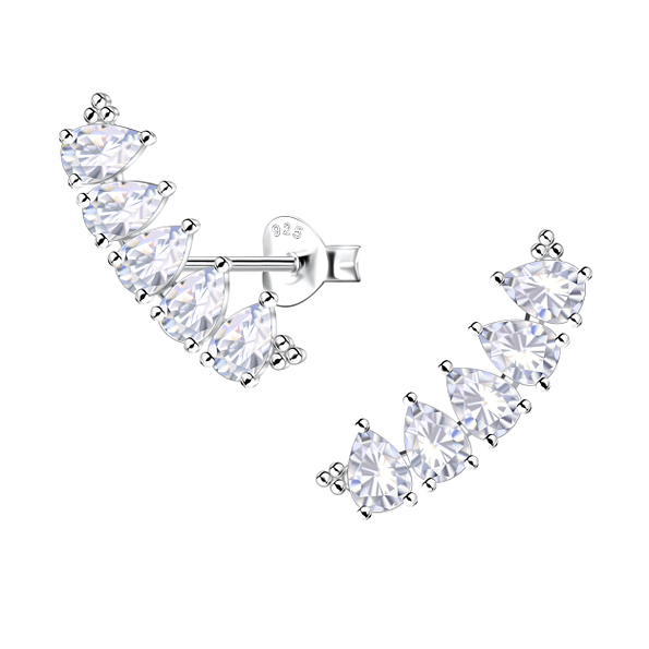 Wholesale Sterling Silver Geometric Curved Ear Studs  - JD22438