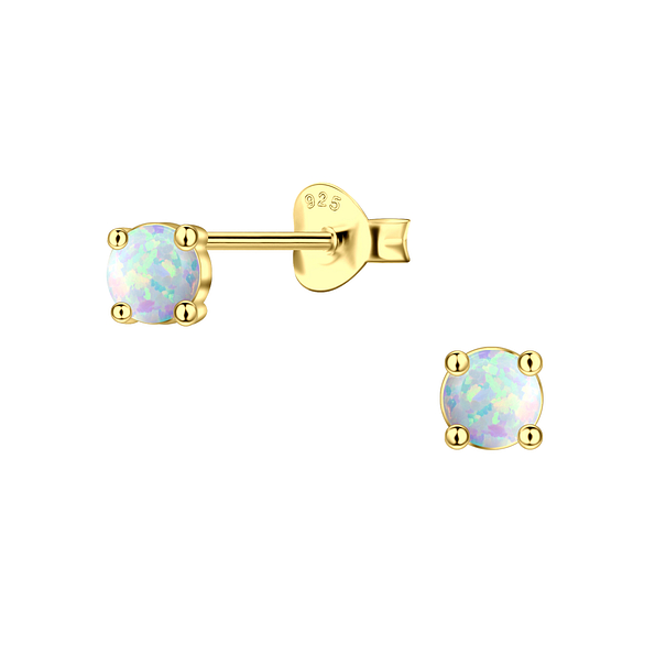 Wholesale 4mm Opal Sterling Silver Ear Studs - JD22020