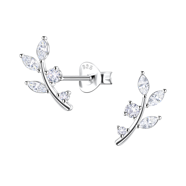 Wholesale Sterling Silver Leaf Ear Studs  - JD22445