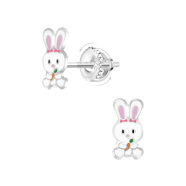 Wholesale Sterling Silver Rabbit Screw Back Ear Studs - JD21944