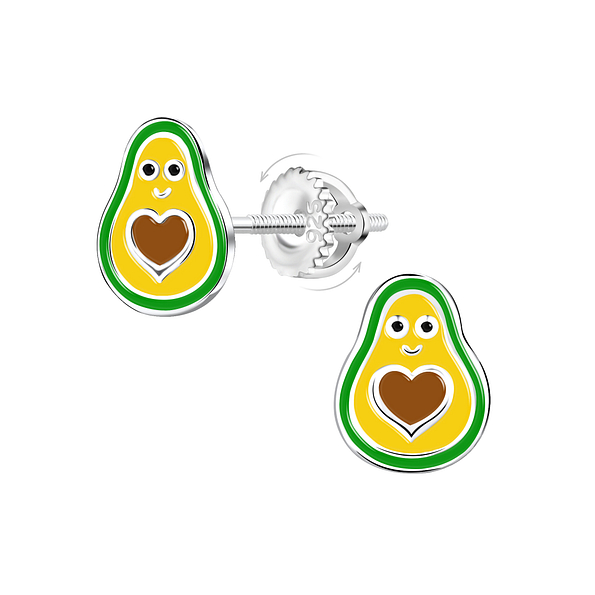 Wholesale Sterling Silver Avocado Screw Back Ear Studs - JD21939