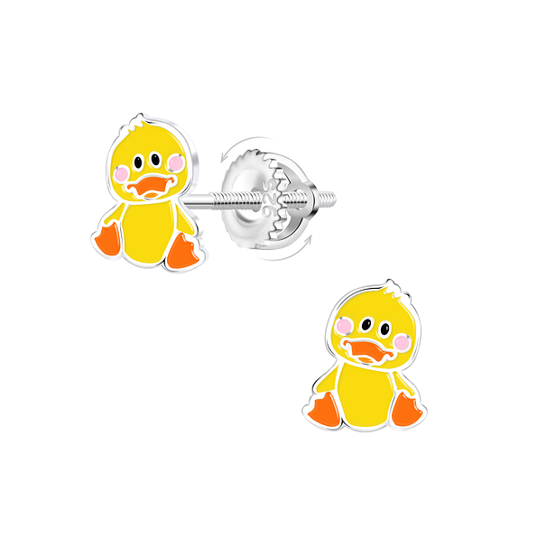 Wholesale Sterling Silver Duck Screw Back Ear Studs - JD21964