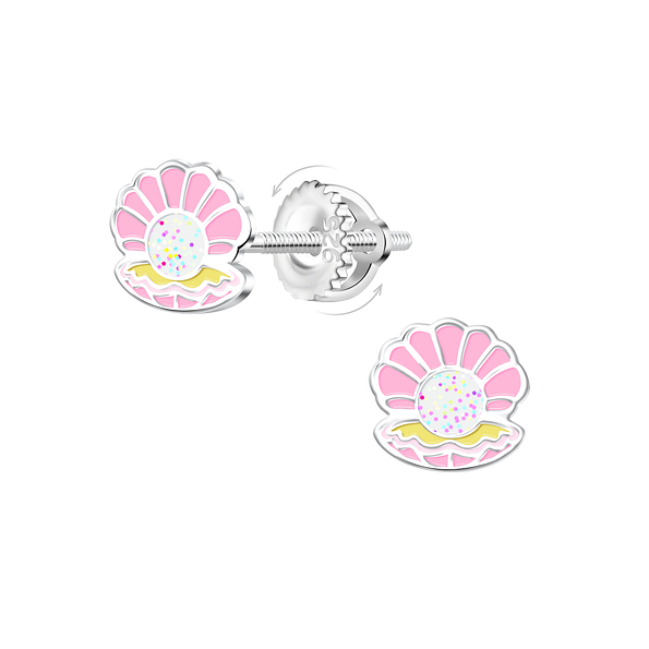 Wholesale Sterling Silver Shell Screw Back Ear Studs - JD21945