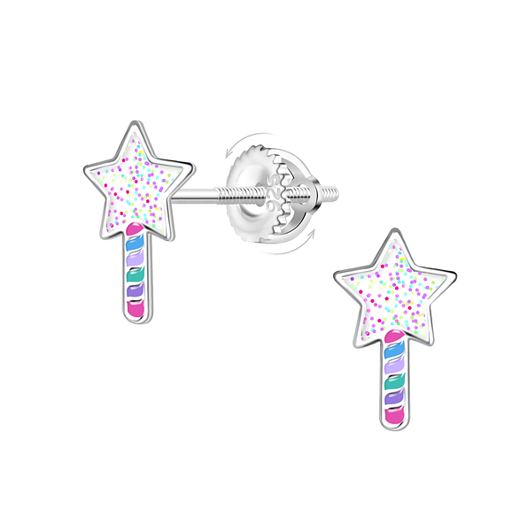 Wholesale Sterling Silver Star Screw Back Ear Studs - JD23491