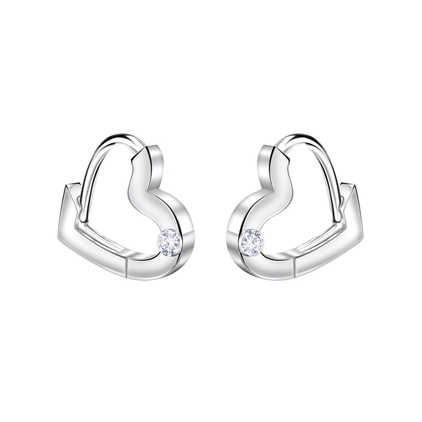 Wholesale 11mm Sterling Silver Heart Huggie Earrings - JD22721