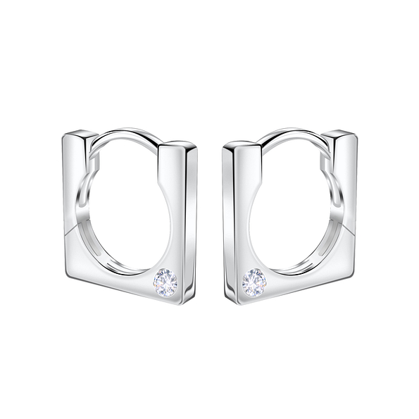 Wholesale 11mm Sterling Silver Square Huggie Earrings - JD22725