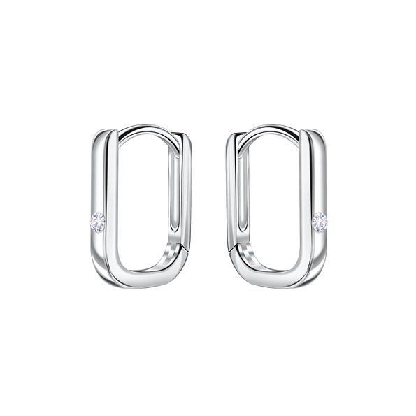Wholesale 10mm Sterling Silver Single Stone Huggie Earrings - JD22727