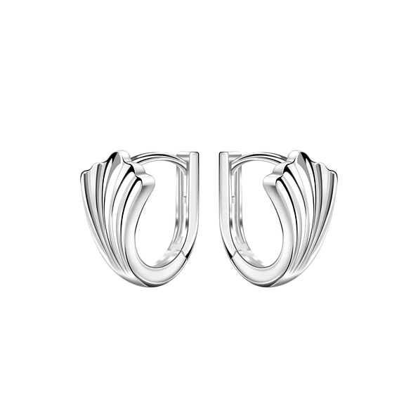 Wholesale 12mm Sterling Silver Leaf Huggie Earrings - JD22451
