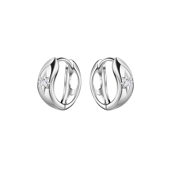 Wholesale 12mm Sterling Silver Geometric Huggie Earrings - JD22452