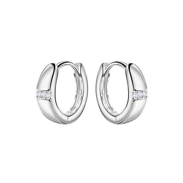 Wholesale 12mm Sterling Silver Geometric Huggie Earrings - JD22453