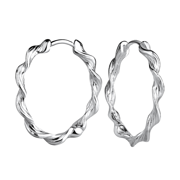 Wholesale Sterling Silver Twisted Huggie Earrings - JD22001