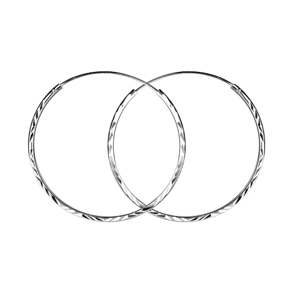Wholesale 30mm Sterling Silver Diamond Cut Ear Hoops - JD23253