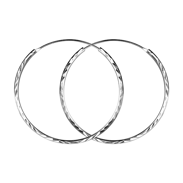 Wholesale 35mm Sterling Silver Diamond Cut Ear Hoops - JD23254